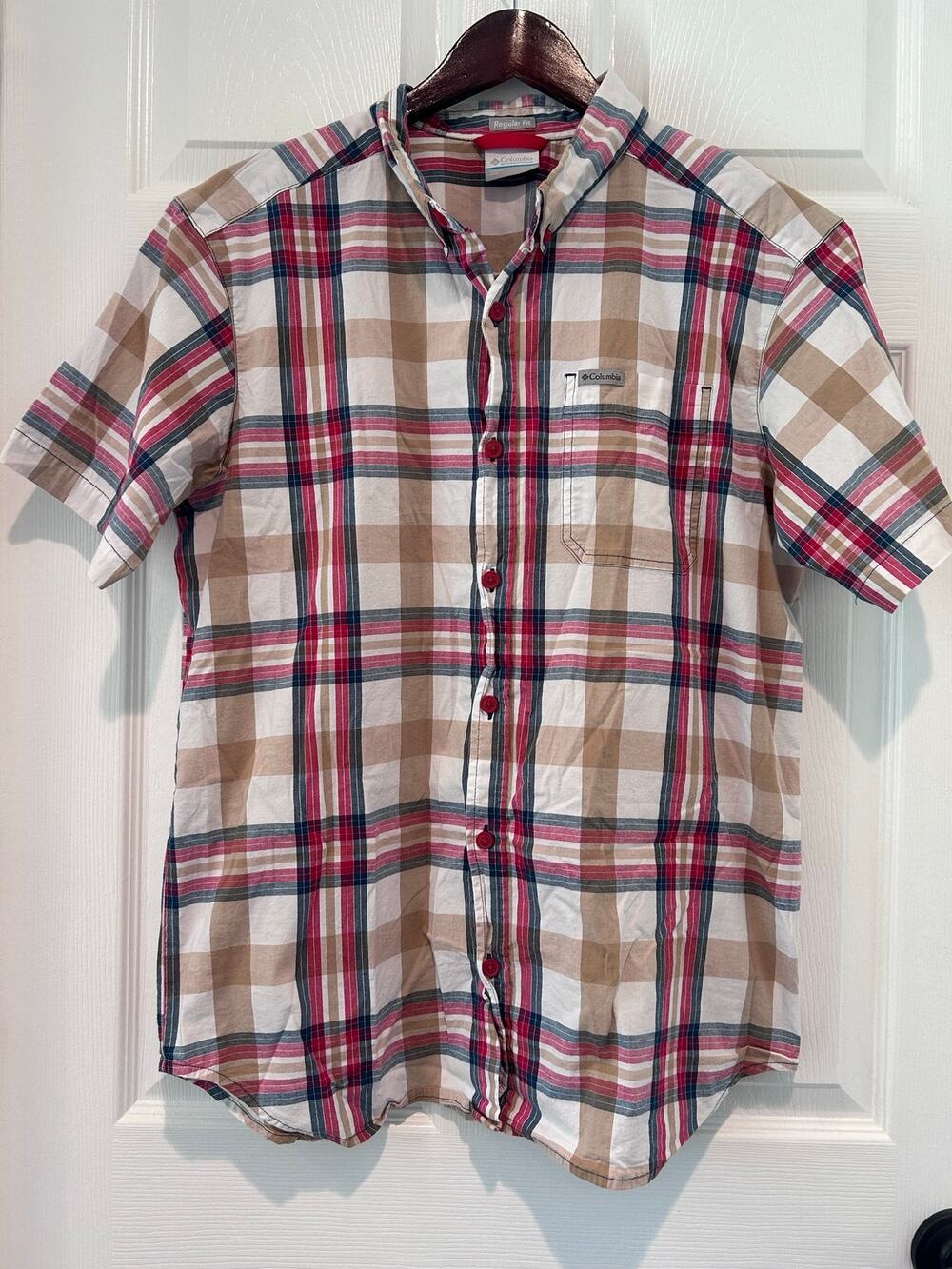 Columbia Plaid Shirt Boys Large Regular Fit Button Up Short Sleeve Gorpcore